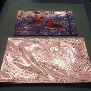 Cardinal Bird Placemats & New Winterberry Placemats Woodland Winter Animal